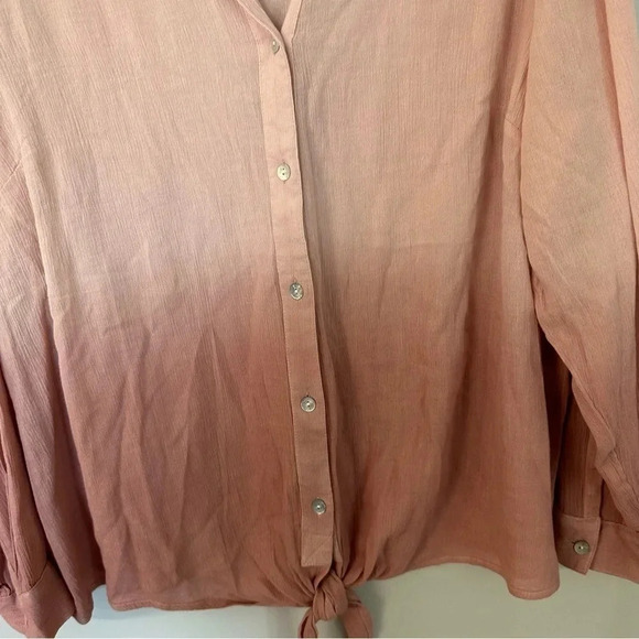 J. Jill Women’s Long Sleeve Button Up Front Tie Quartz Ombré Pink Size 1X NWT - Picture 4 of 10